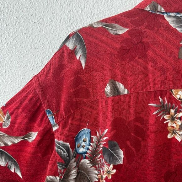 Windham Pointe Mens Hawaiian Tropical Shirt Short Sleeve Red SZ L - Picture 10 of 16